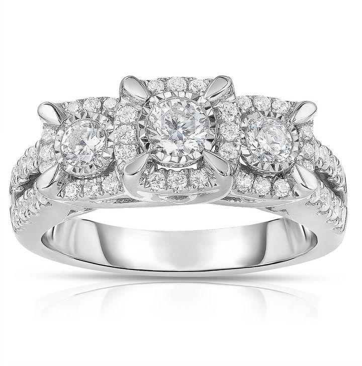 Hochzeit - MODERN BRIDE Love Lives Forever 1 CT. T.W. Diamond 14K White Gold 3-Stone Ring
