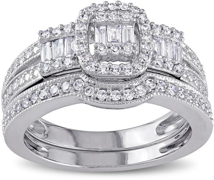 Mariage - MODERN BRIDE 1/2 CT. T.W. Diamond 10K White Gold Ring Set