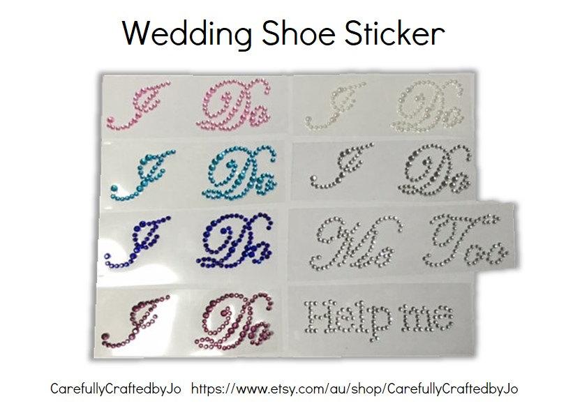 زفاف - Wedding Rhinestone Shoe Stickers - I Do, Me Too, Help Me