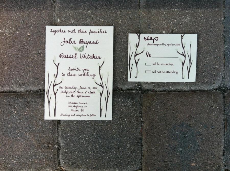 Свадьба - Rustic Floral Wedding Invitation with Mint Leaves and Branches -50