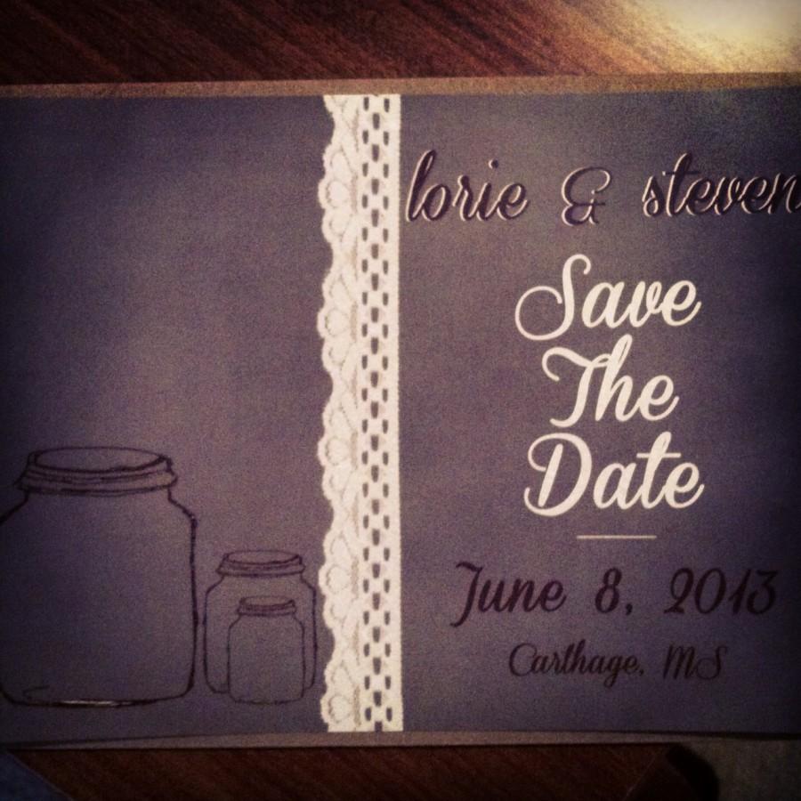 زفاف - Rustic Mason Jar Save the Date Postcards- 100