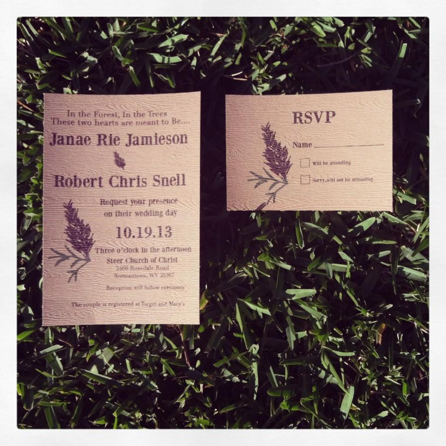 Свадьба - Rustic Pines and Needles Winter Wedding Invitation with envelopes-100
