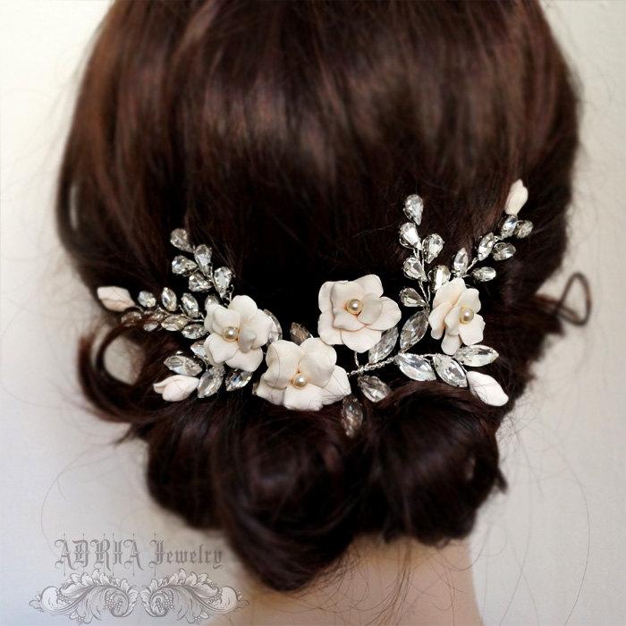 Hochzeit - Bridal Headpiece, Wedding Hair Accessories ,Flower Rhinestone Wedding Hair Vine, Bridal Hair Combs  rhinestone wedding headpieces