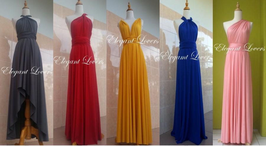 Mariage - Infinity Dress Colorful Wedding Bridesmaid Wrap Convertible Evening Cocktail Party Maxi Elegant Prom Custom Made Plus Size Bridal Dresses