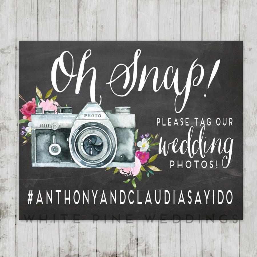 Hochzeit - PRINTABLE Wedding Instagram Sign, Instagram Sign, Pink Wedding, Watercolor Wedding, Floral Wedding, Chalkboard sign, Chalkboard wedding