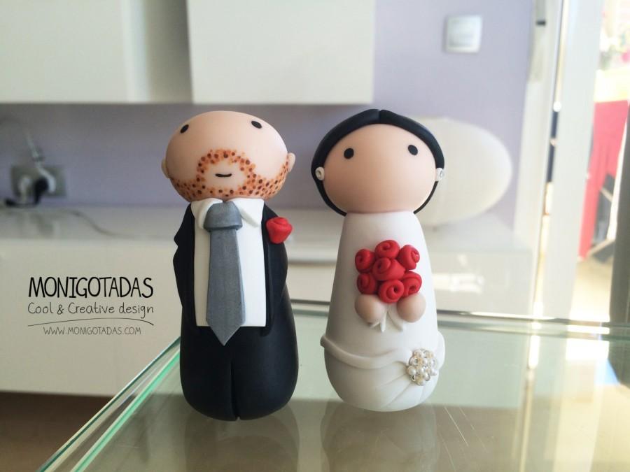 Mariage - wedding cake topper / wedding cake figurines wedding / bride and groom / Kokeshi style