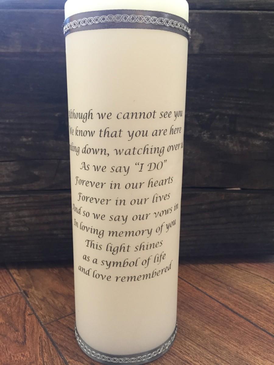 Свадьба - Wedding Memorial Candle, Remembrance Candle, Unity Candle, Customized Wedding Candle, Personalized Candle, Love, Poem