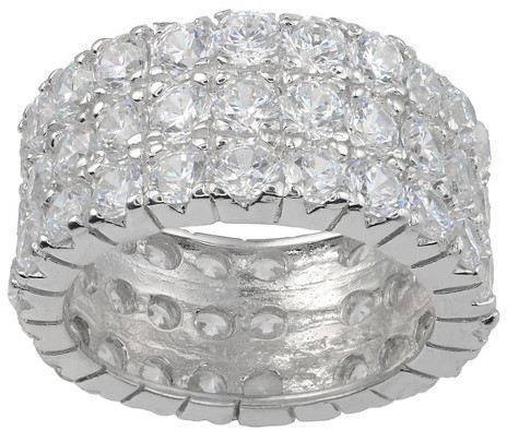 Mariage - 8 1/5 CT. T.W. Round-Cut Cubic Zirconia Basket Set Wedding Band in Sterling Silver - Silver