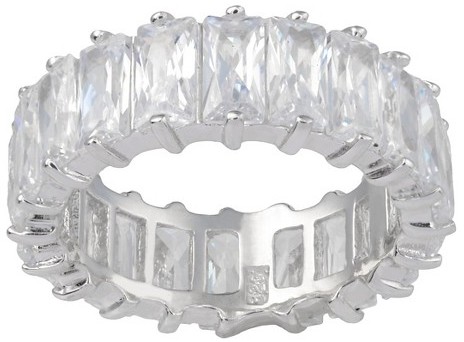 Wedding - 8 1/3 CT. T.W. Emerald-Cut Cubic Zirconia Basket Set Wedding Ring in Sterling Silver - Silver