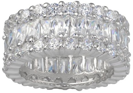 Mariage - 11 1/5 CT. T.W. Round-Cut Cubic Zirconia Basket Set Wedding Band in Sterling Silver - Silver