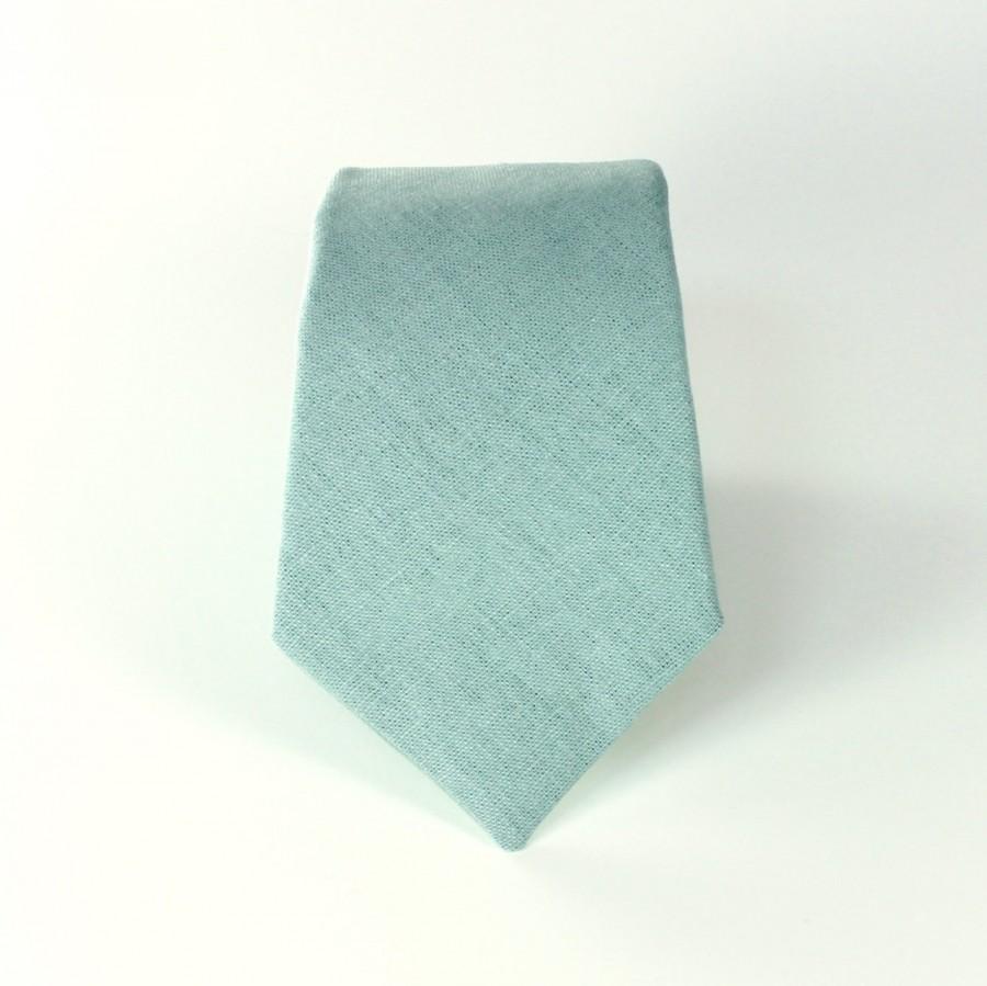 Свадьба - Men's Tie - J Crew Inspired Dusty Shale Groomsman Necktie - Dusty Grey Green Linen Neck Tie