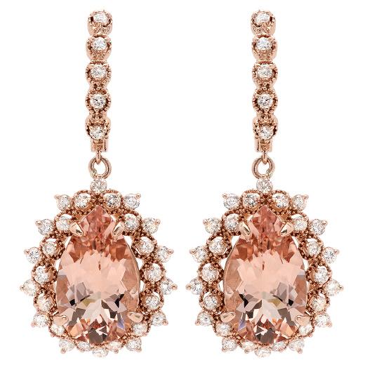 Wedding - Morganite & Diamond Dangle Earrings by Raven Fine Jewelers, Michael Raven