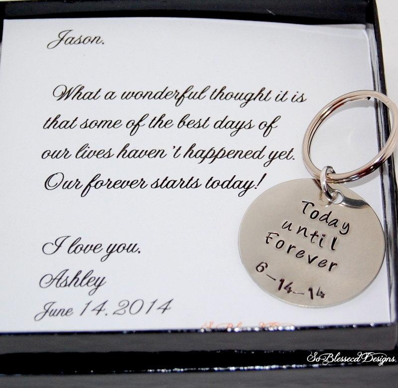 Свадьба - Groom gift from Bride key chain, Bride to GROOM gift on wedding day, Grooms keychain, wedding day gift from bride, Today until Forever