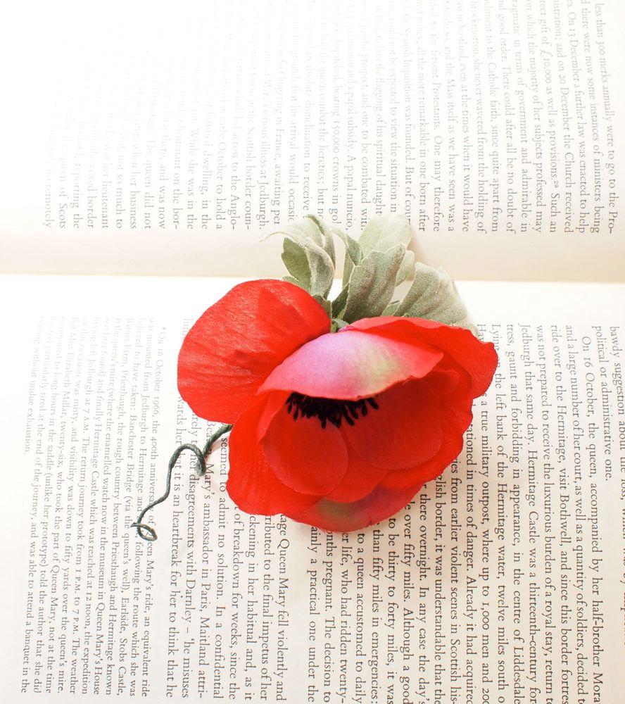 Wedding - Vibrant Red Silk Poppy Hair Flower or Pin on Corsage