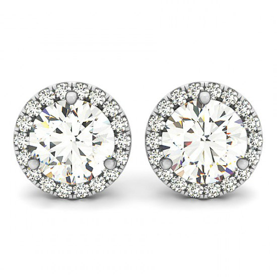 Hochzeit - 2 Carat Forever One Moissanite & Diamond Halo Stud Earrings - Stud Earrings For Women - For Mom - Anniversary - Mother's Day Gift Ideas