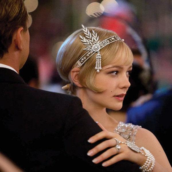 Wedding - SALE 20% off Great Gatsby Inspired Bridal Headpiece, Daisy Buchanan roaring 20's headband, flapper headpiece,rhinestone wedding tiara,bridal