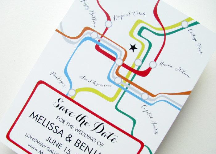 Свадьба - Washington DC metro map save the date