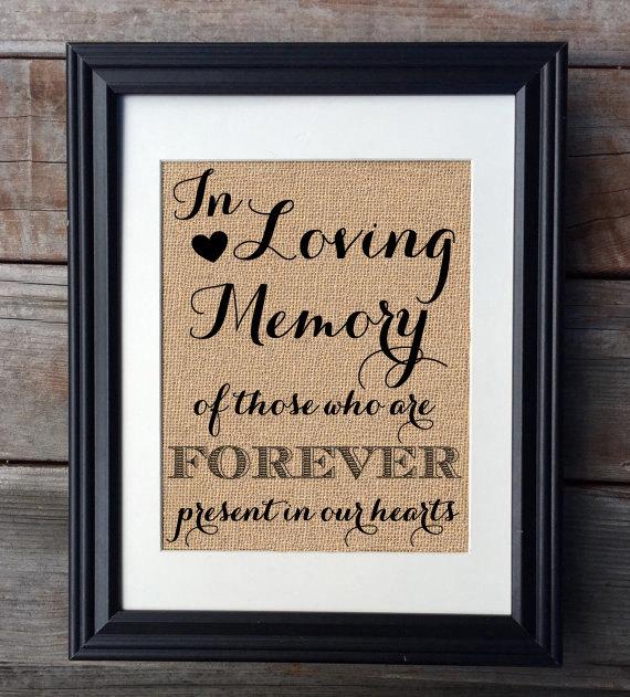 زفاف - In Loving Memory Wedding Burlap Print 