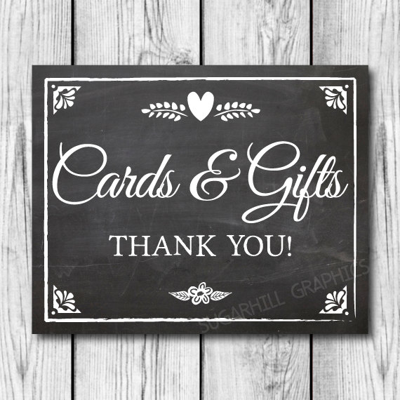 Wedding - Chalkboard Wedding Sign, Printable Wedding Sign, Chalkboard Wedding Cards & Gifts Sign, Wedding Decor, Instant Download
