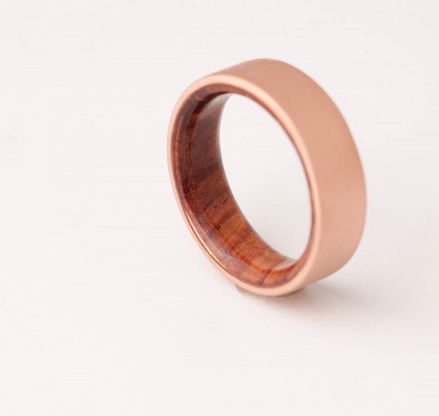 Wedding - Copper Wedding Band // Copper Wood Ring // Cocobolo Ring // Man Ring // mens wood wedding band