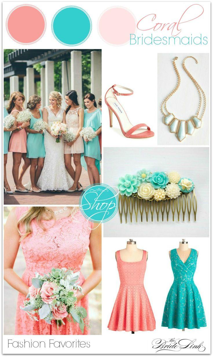 Hochzeit - Coral And Teal Bridesmaid Dress Inspiration The Bride Link