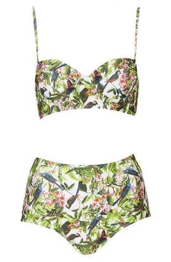 زفاف - Topshop Leaf Print High Rise Bikini 