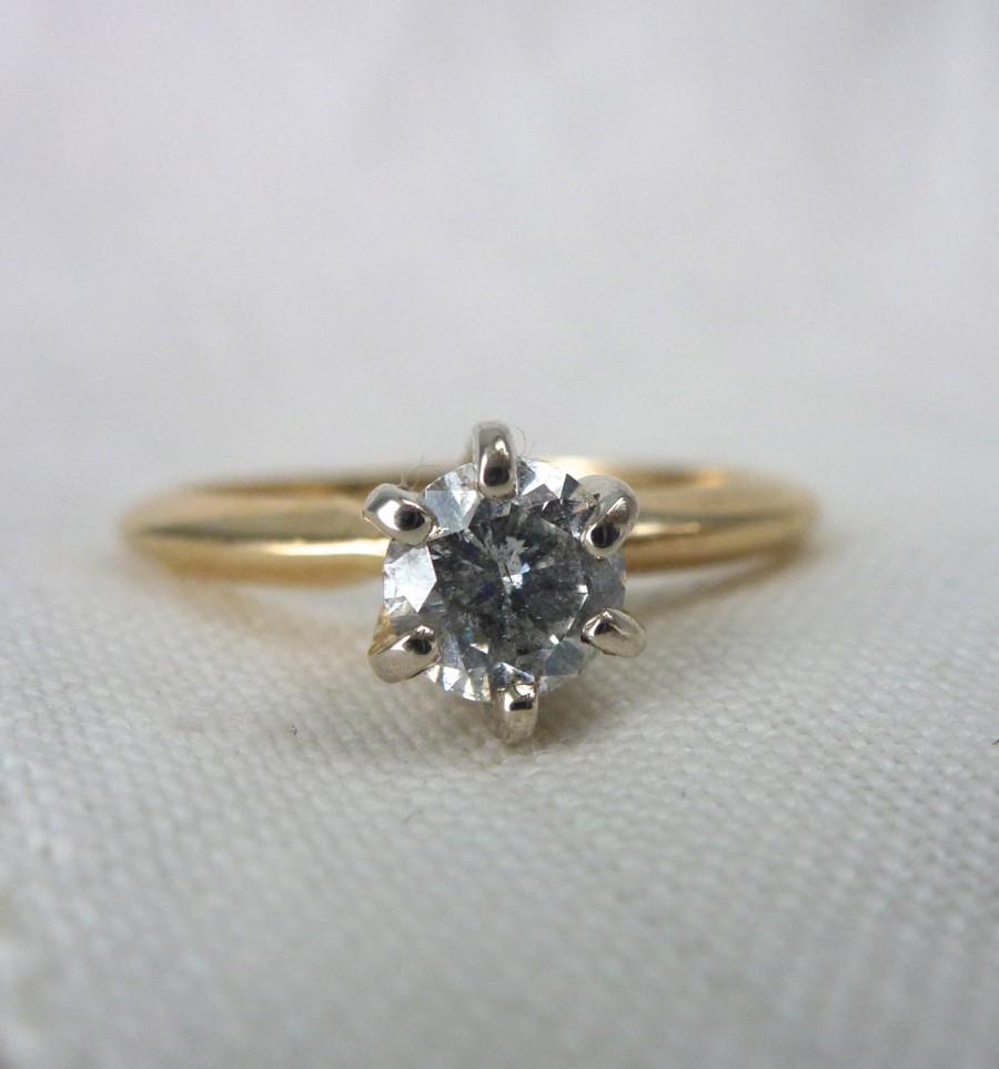 زفاف - A Classic Vintage 14kt Yellow Gold .45 Carat Diamond Solitaire Engagement Ring - Allie