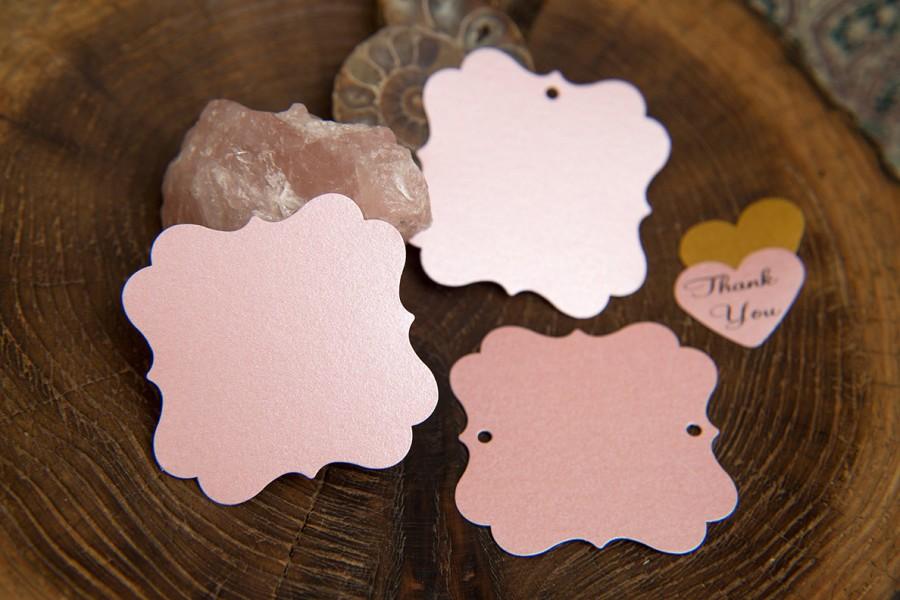 Wedding - 15 Baby Pink Pearlised Square Luxury Gift Tags, Notecards, Blank Tags, Wishing Tree Tags, Wedding Place Cards, Jam Label, Jewellery Tags