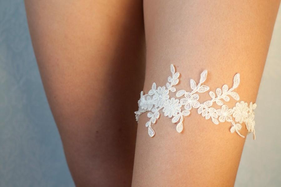 Wedding - Bridal lace garter, floral lace garter, wedding garter