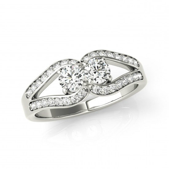 Wedding - 1 Carat Forever One Moissanite Love Knot Two Stone Engagement Ring - Double Stone - Engagement Rings for Women