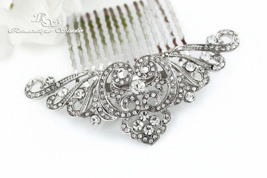 Mariage - Art Deco wedding comb bridal hair comb vintage style crystal comb rhinestone hair accessories Art Deco hairpiece 5146