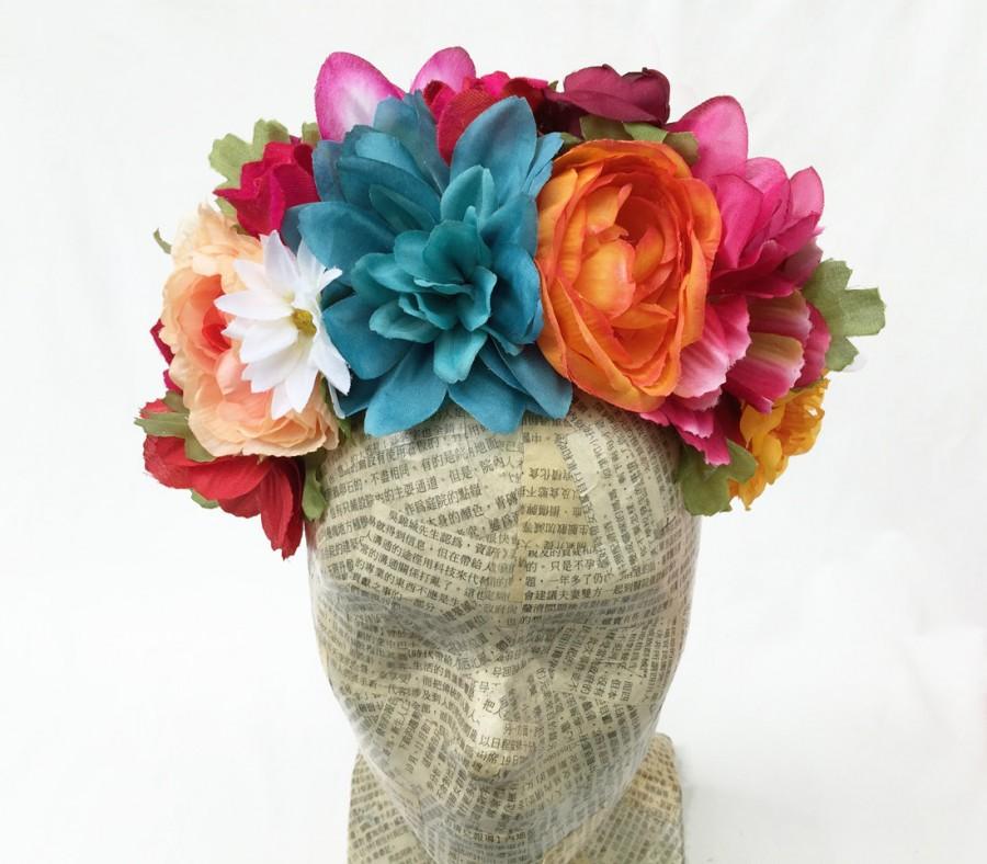 Frida Kahlo Flower Headpiece - Flower Crown, Mexican, Headband, Frida Kahlo...