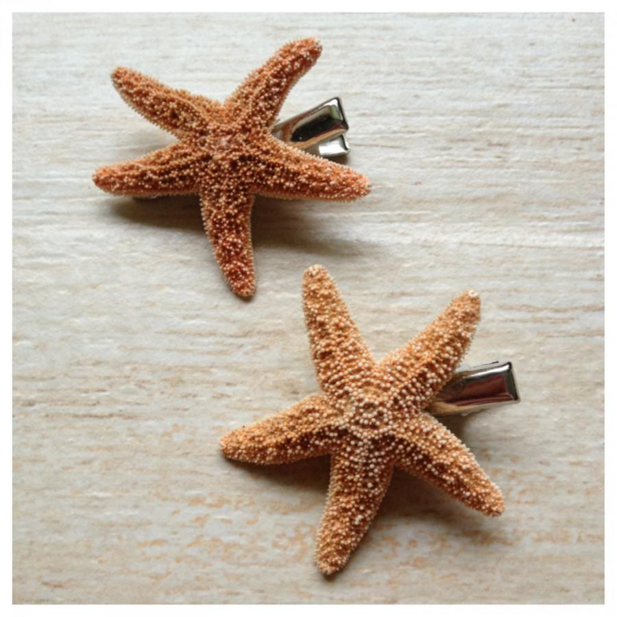 Свадьба - Sugar Starfish Hair Clip, Small Cute Real Starfish, Beach Ocean Hair Style, Beach Wedding, Hawaiian Luau, Little Mermaid Costume, Halloween