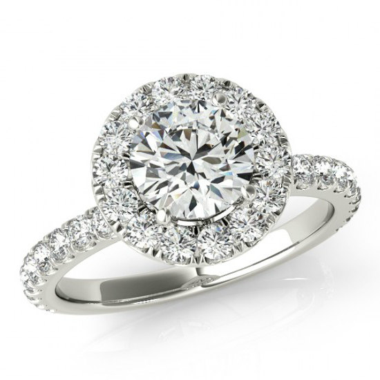 Hochzeit - Raven Fine Jewelers - 1 Carat Forever One Moissanite & Diamond Halo Engagement Ring 14k, 18k, or Platinum - Engagement Rings For Women