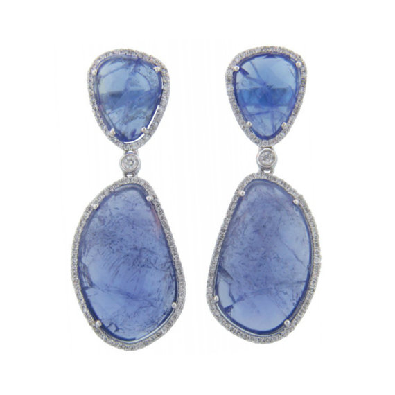 Свадьба - Raven Fine Jewelers - 26.20 carat Tanzanite and 0.80 carat Diamond Drop Earrings 14k White Gold