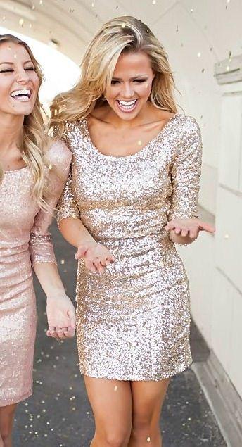 زفاف - (Pre-Sale) Sparkles New Years Dress Gold