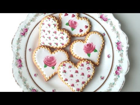 زفاف - How To Decorate Rose Cookies For Valentine's Day!