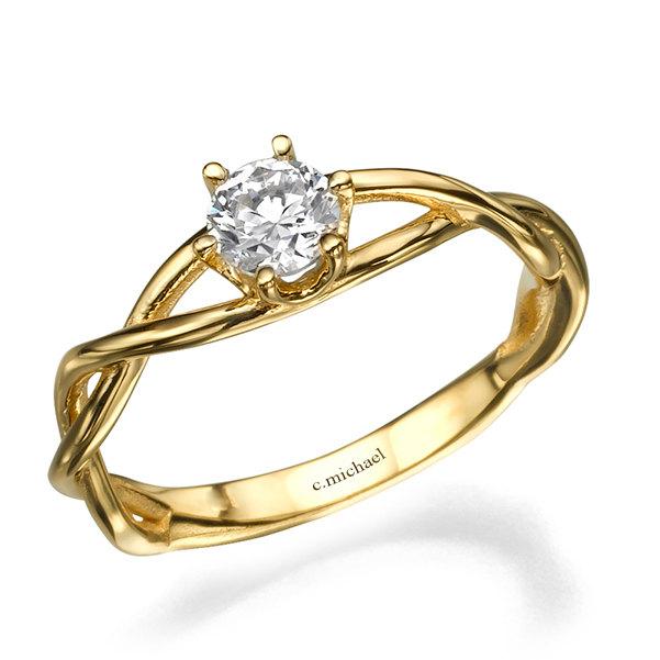 Mariage - Infinity Ring, Engagement Ring, Wedding Ring, Art Deco Ring, Infinity Band, Engagement Band, 14k Ring, Yellow Gold RIng, Bridal Jewelry