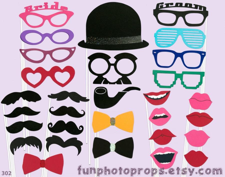 Hochzeit - Photo Booth Prop - 30 Piece PhotoBooth Props - Photo booth Prop Set - 302