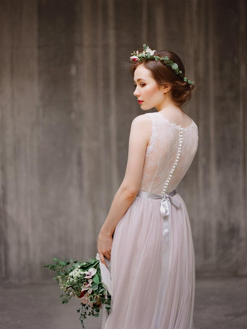 Wedding - Ulyana // Sheer back wedding dress - Illusion back wedding gown - Romantic wedding dress - Bohemian wedding gown - Boho dress - Lace