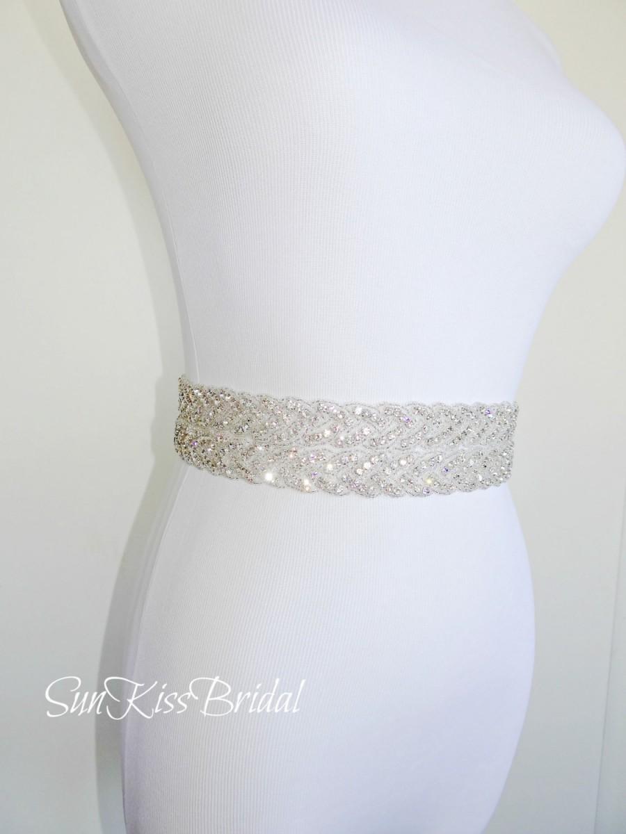 Wedding - MONIQUE Double Braided Crystal Bridal Sash,Beaded Sash,Wedding Belt