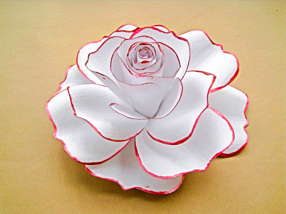 Wedding - Giant White Paper Rose, White Flower Blooms, Extra Large Paper Rose, Spring Summer Wedding Decor, Vintage Paper Flower, Big Paper Flower
