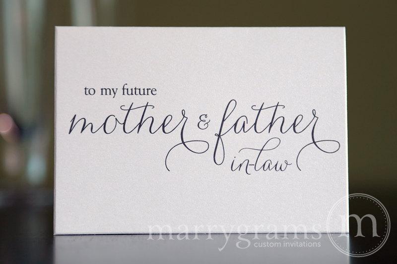 Hochzeit - Wedding Card to Your Future Mother and Father in-law -- Parents of the Bride or Groom Cards - CS01