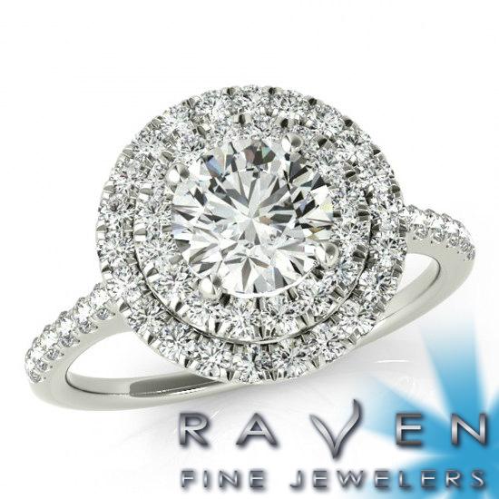 Wedding - 1 Carat Diamond Double Halo Engagement Ring by Raven Fine Jewelers, Michael Raven Jewelry