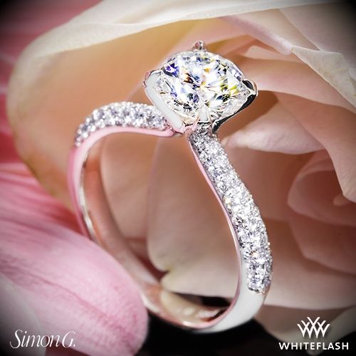 زفاف - Platinum Simon G. TR431 Caviar Diamond Engagement Ring