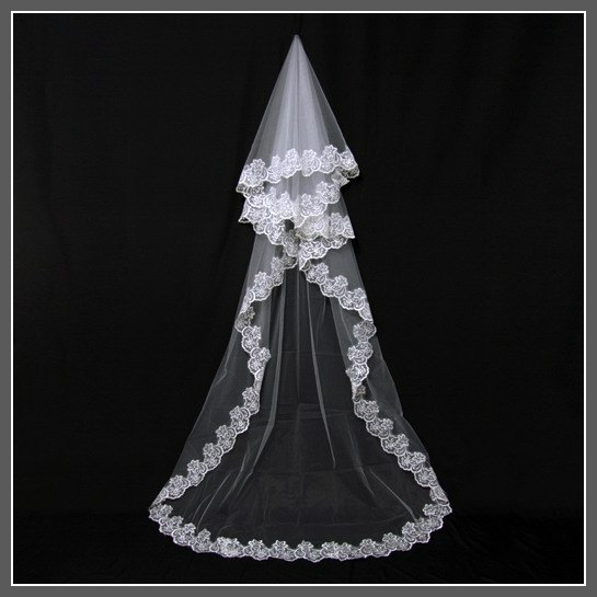 Wedding - Cathedral Length Bridal Veil, Wedding Veils, Lace Bridal Veil, Long Wedding Veil, Wedding Veil Headpiece, Bridal Veil Cathedral / V045