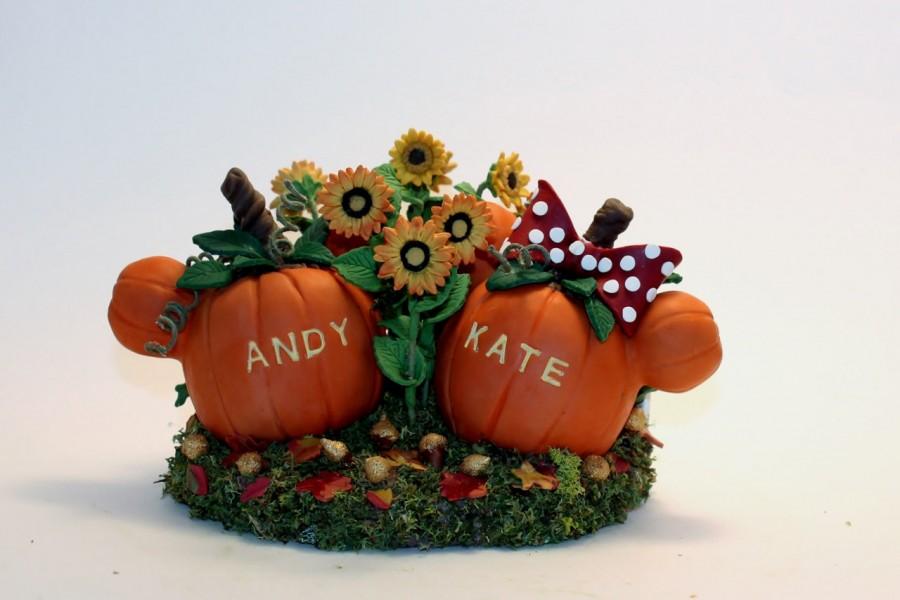 Wedding - Mickey and Minnie Mouse Inspired Pumpkins Wedding Cake Topper Keepsake