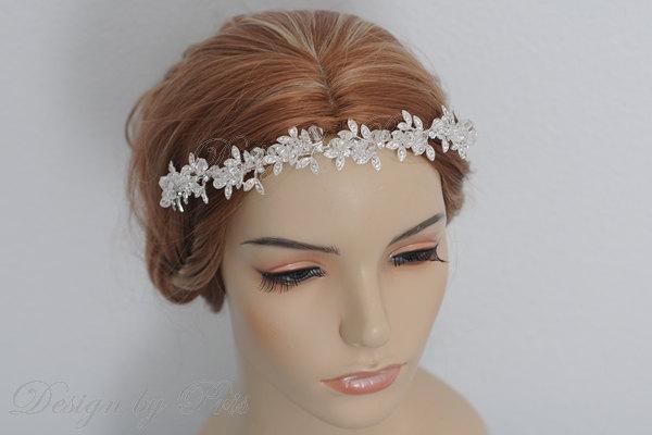 Свадьба - HPH8 Bridal Headpiece.Wedding Accessories Bridal Rhinestone Floral with Swarovski Pearls and Clear Crystals Headband