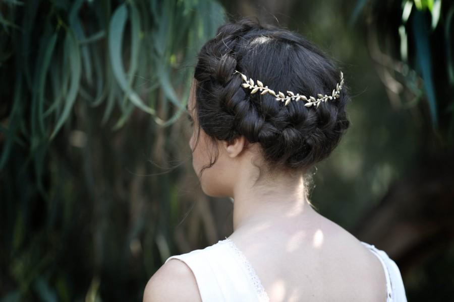 Свадьба - Venus Vines & Pearls Wreath, Gold Leaf Headband, Gold Tiara, Forehead Band, Bohemian Bridal Hair Accessory, Wedding Head Piece, Bridal Tiara
