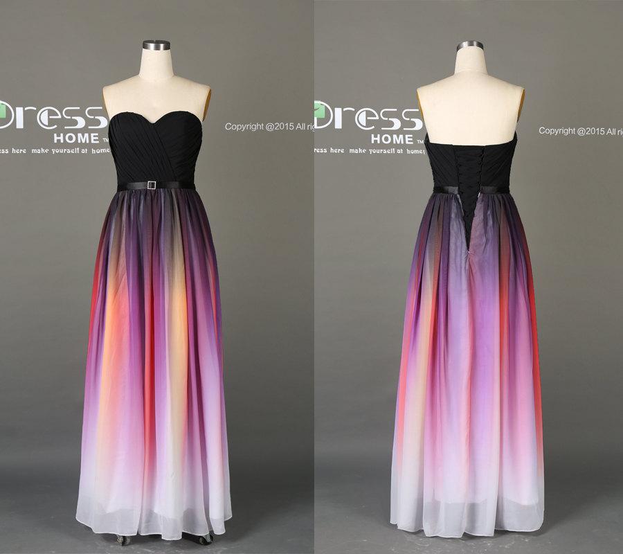 Black Ombre Chiffon A Line Prom Dresssweetheart Ombre Prom Dress Longwedding Party Dressblack 9325